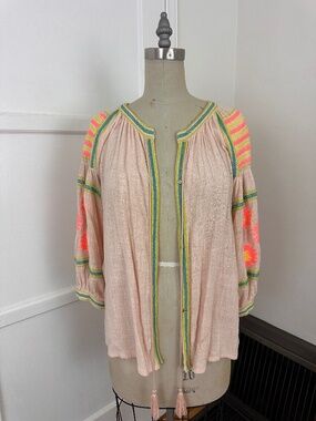 pale pink embroidered blouse